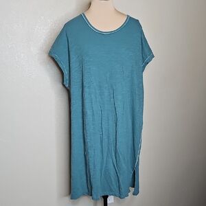 NATURAL LIFE Teal Blue Short Sleeve Tunic Dress